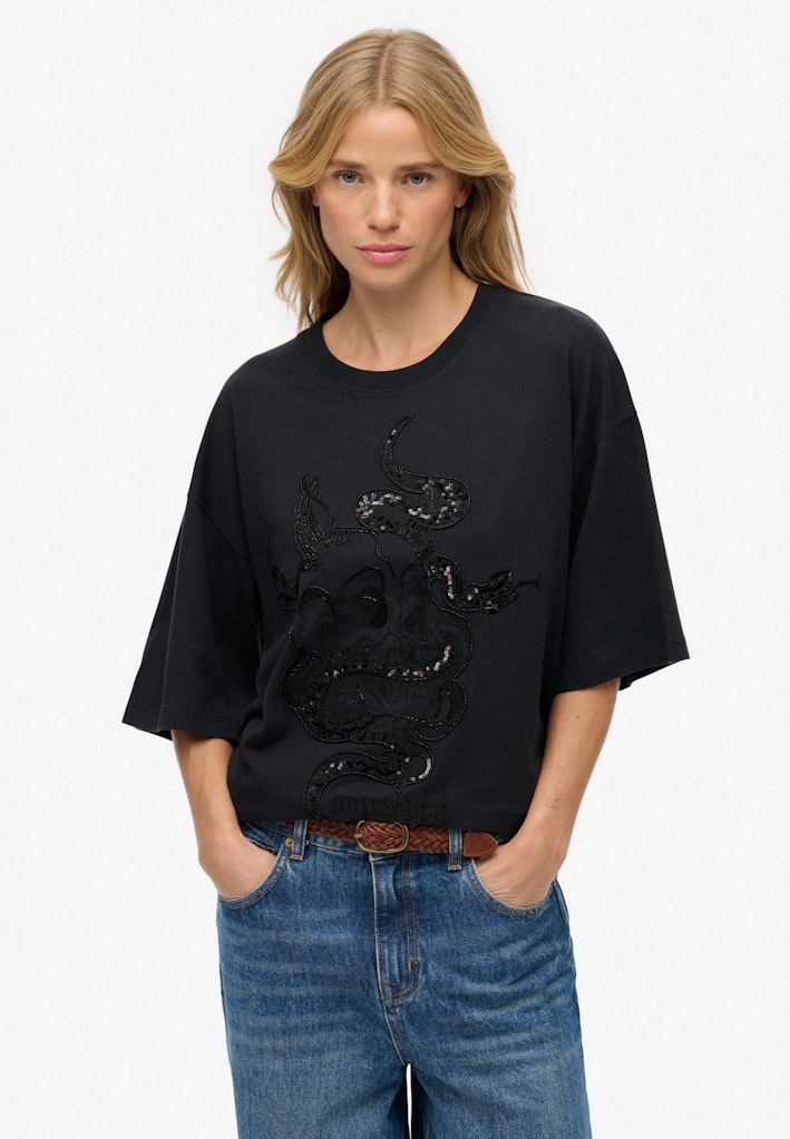 Tattoo Embellished Oversized T-Shirt