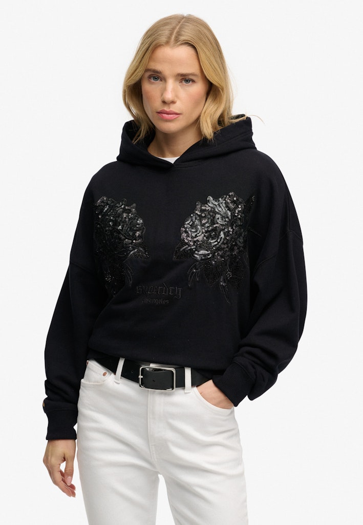Tattoo Embellished Oversized Hoodie