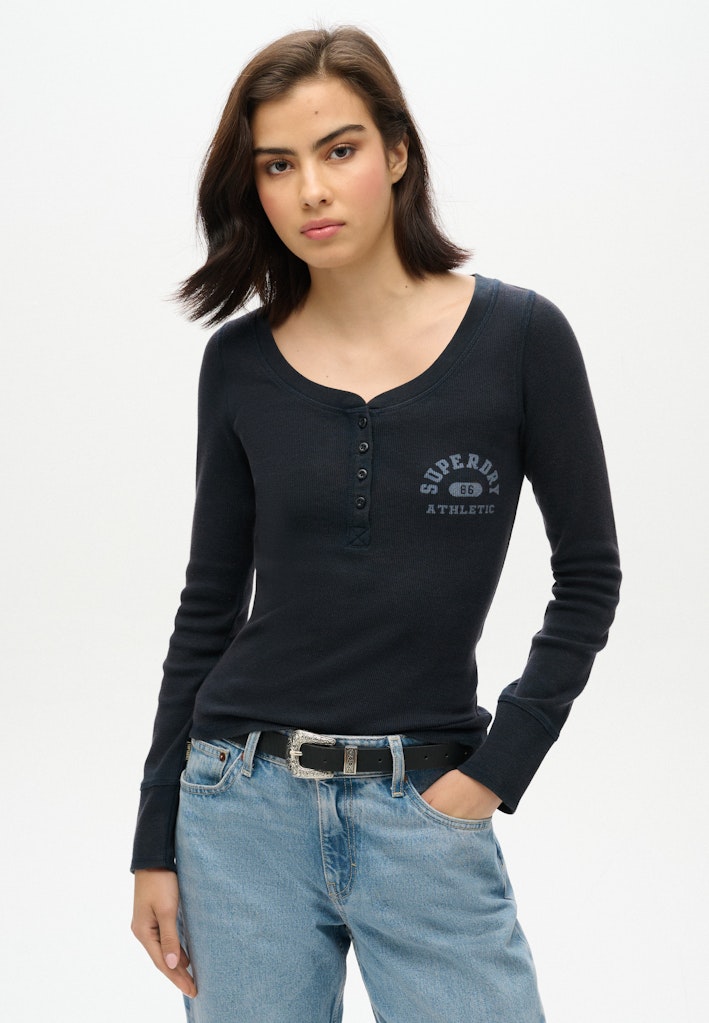 Athletic Button Down Long Sleeve Top