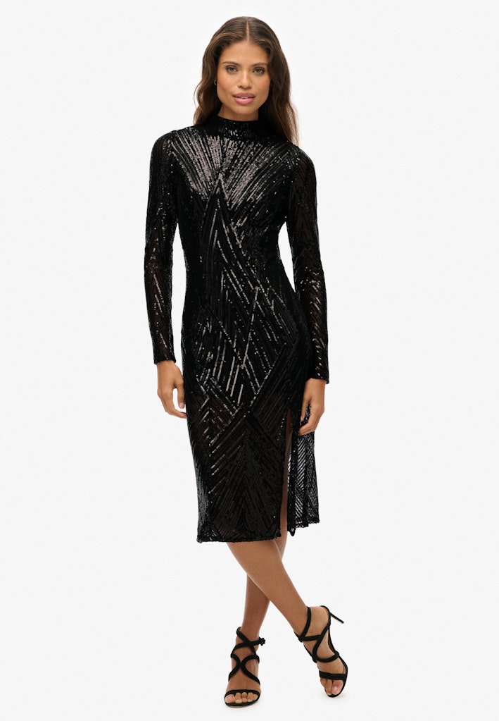 Open Back Long Sleeve Midi Dress