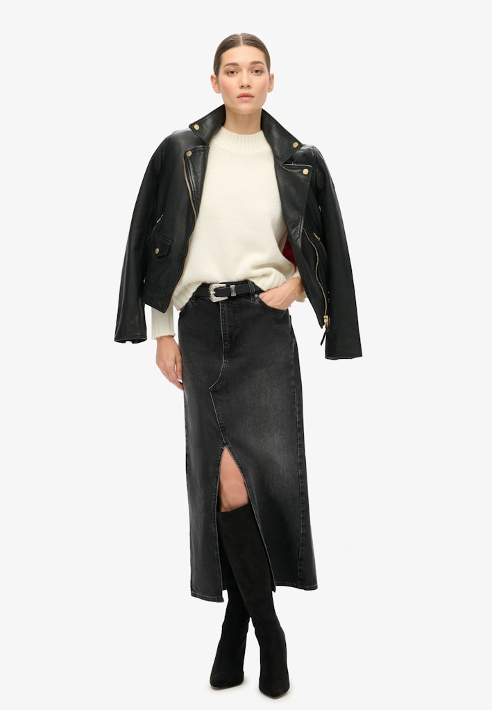 Denim Split Maxi Skirt