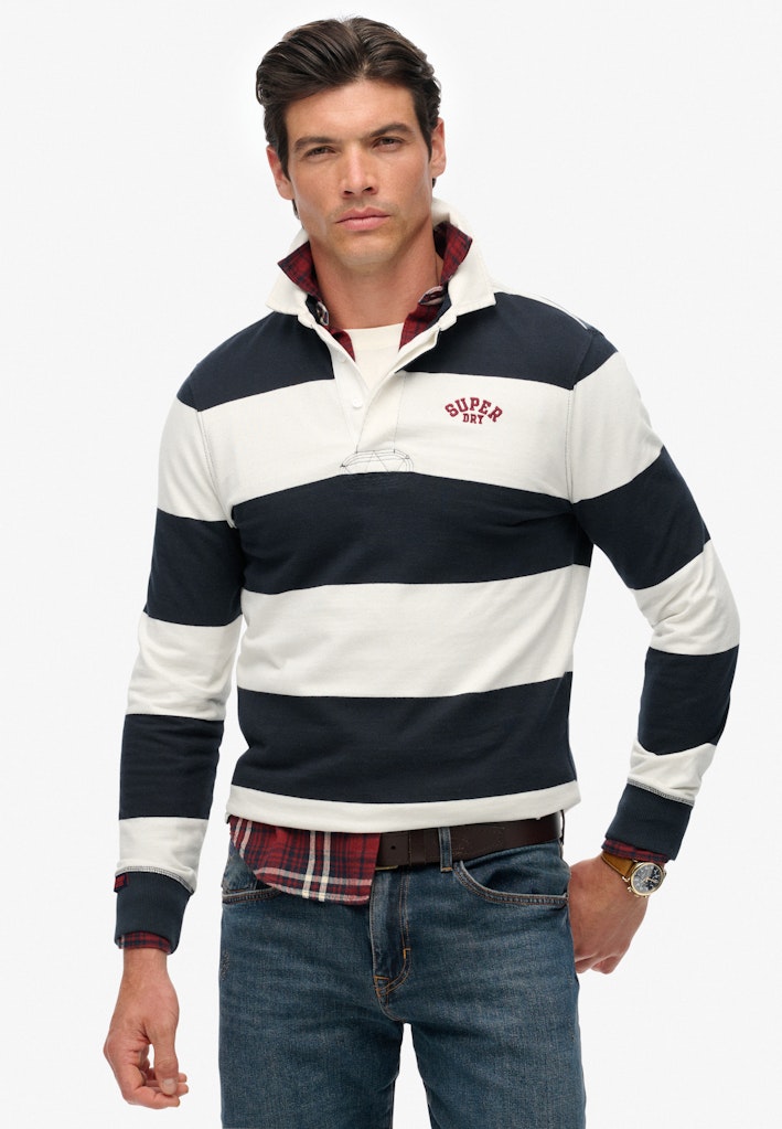 Vintage Athletic Stripe Rugby Top