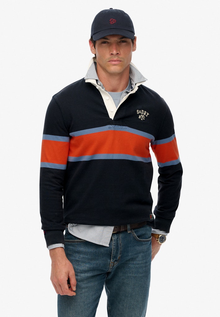 Vintage Athletic Stripe Rugby Top