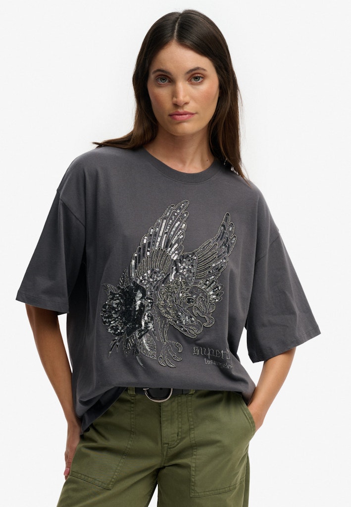 Tattoo Embellished Oversized T-Shirt