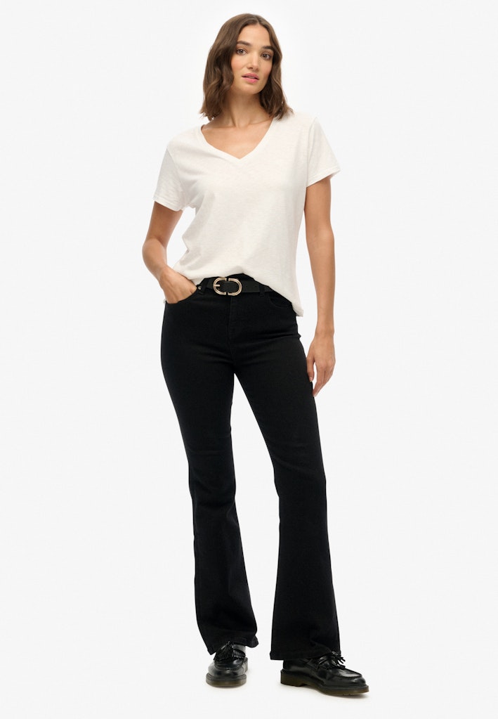 Organic Cotton Mid Rise Flare Jeans
