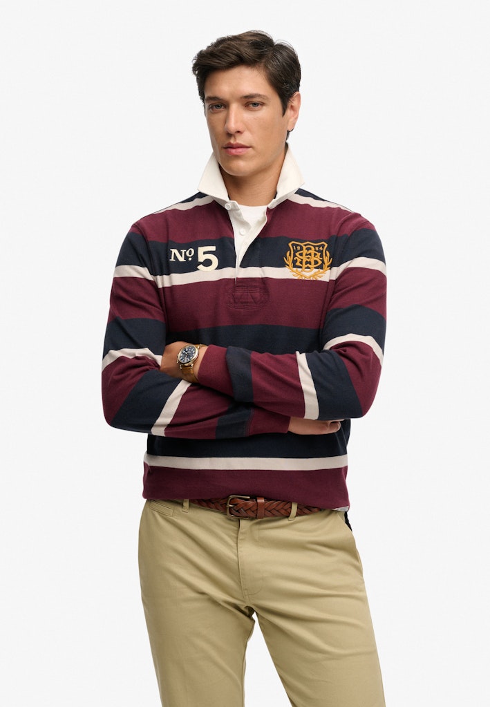 Double Emblem Stripe Rugby Top