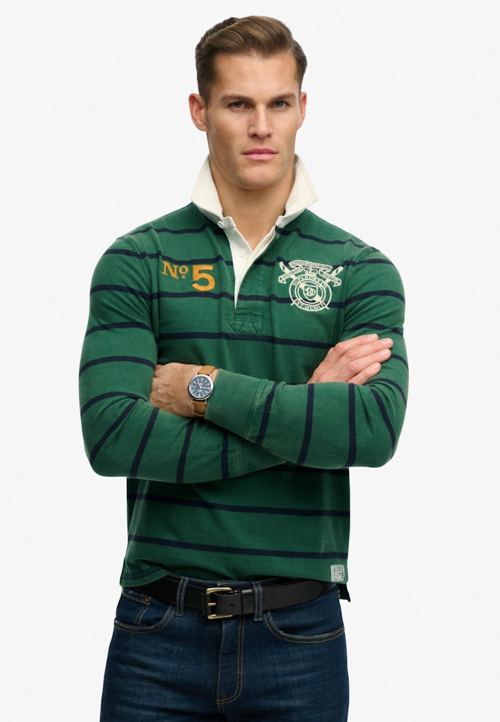 Double Emblem Stripe Rugby Top