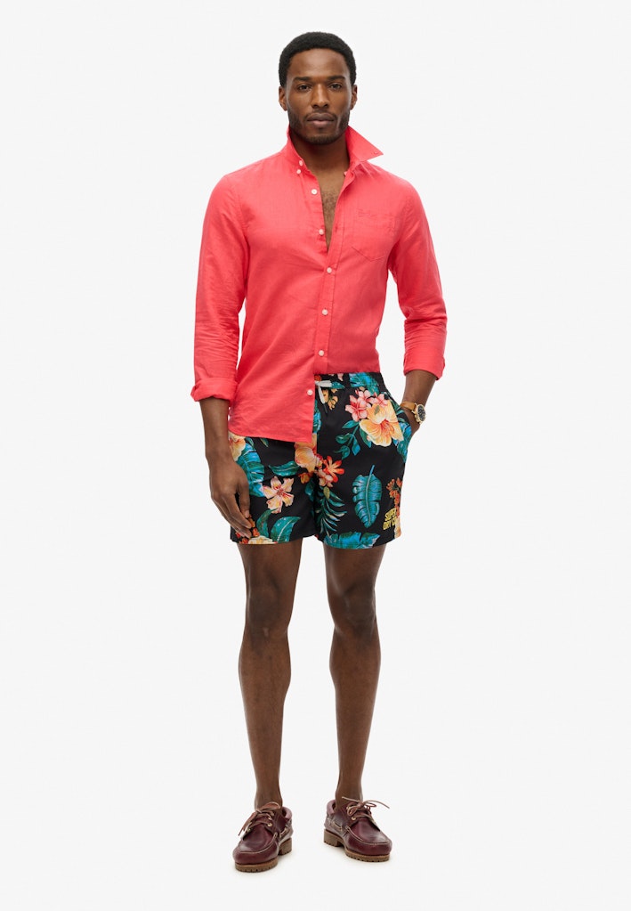 Hawaiian Print 16-Inch Swim Shorts
