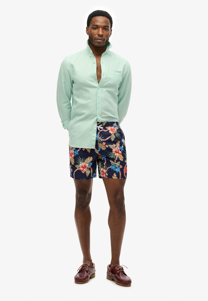 Hawaiian Print 16-Inch Swim Shorts