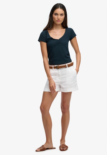 Mid Rise Linen Shorts