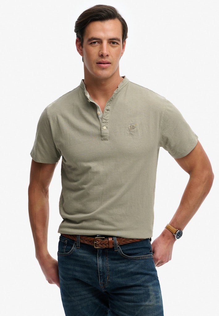 Classic Cotton Linen Short Sleeve Grandad T-shirt
