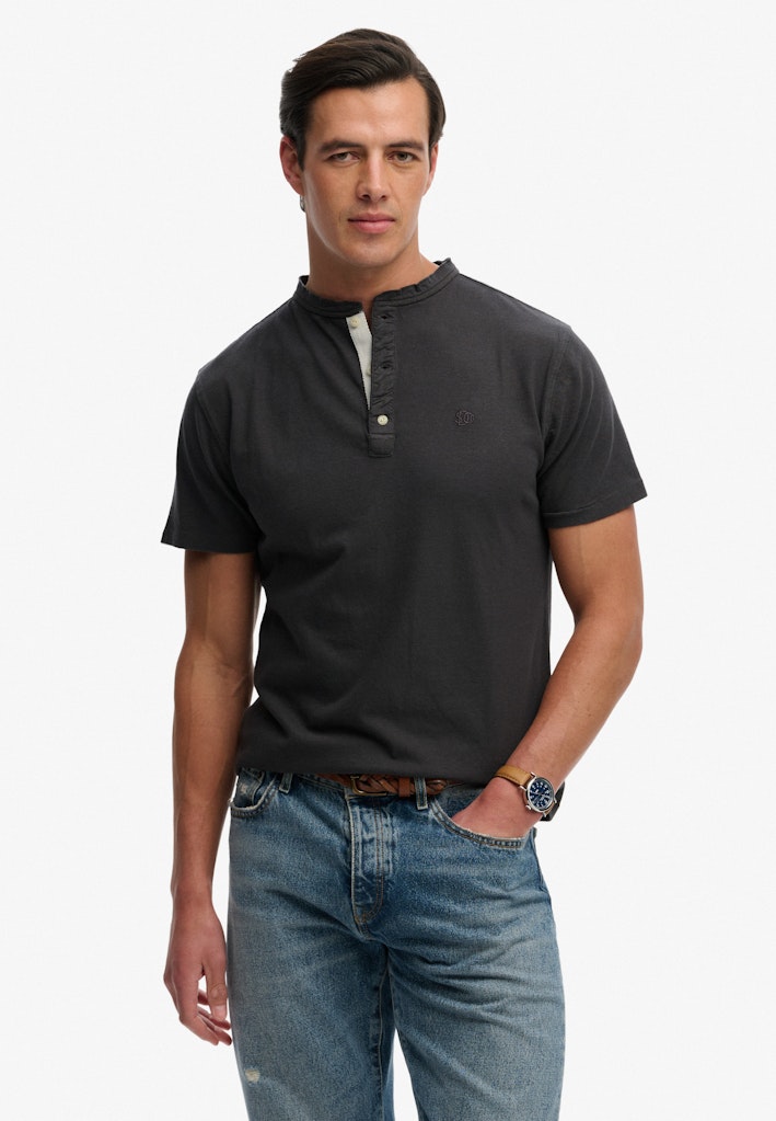 Classic Cotton Linen Short Sleeve Grandad T-shirt