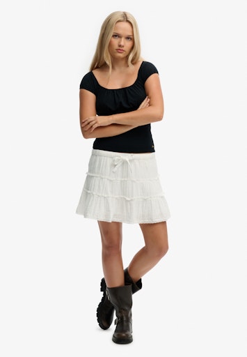 Cheesecloth Tiered Mini Skirt