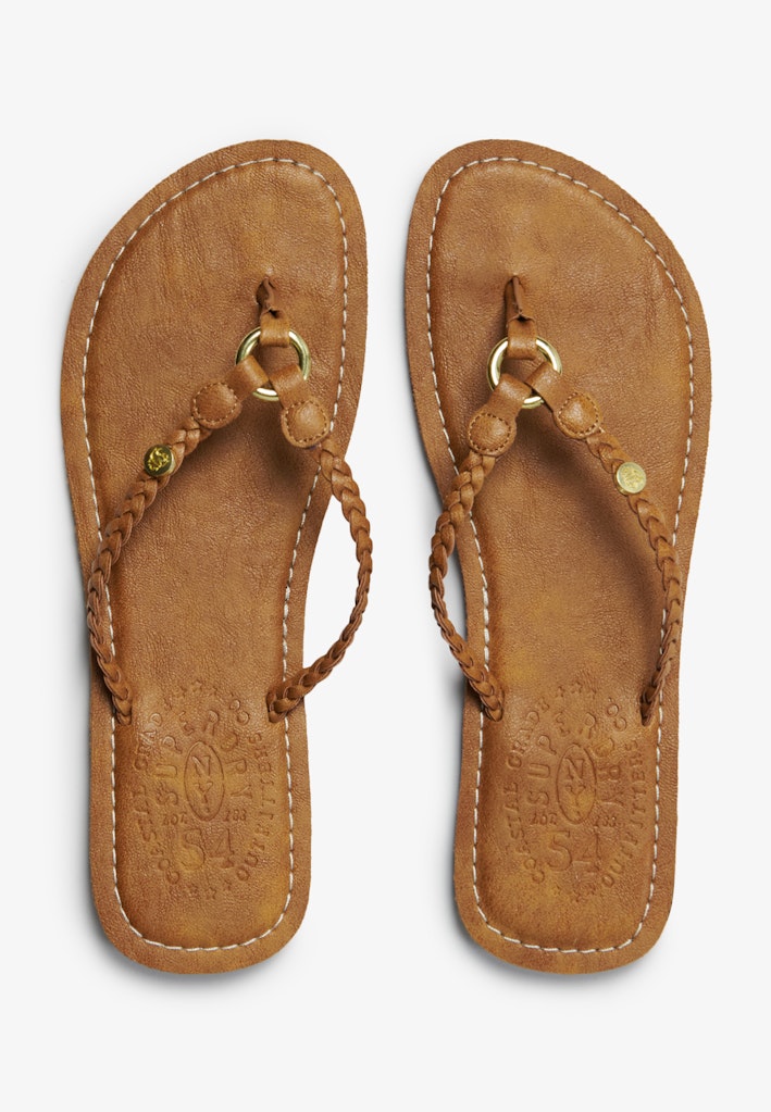 Faux Leather Braided Flip Flops