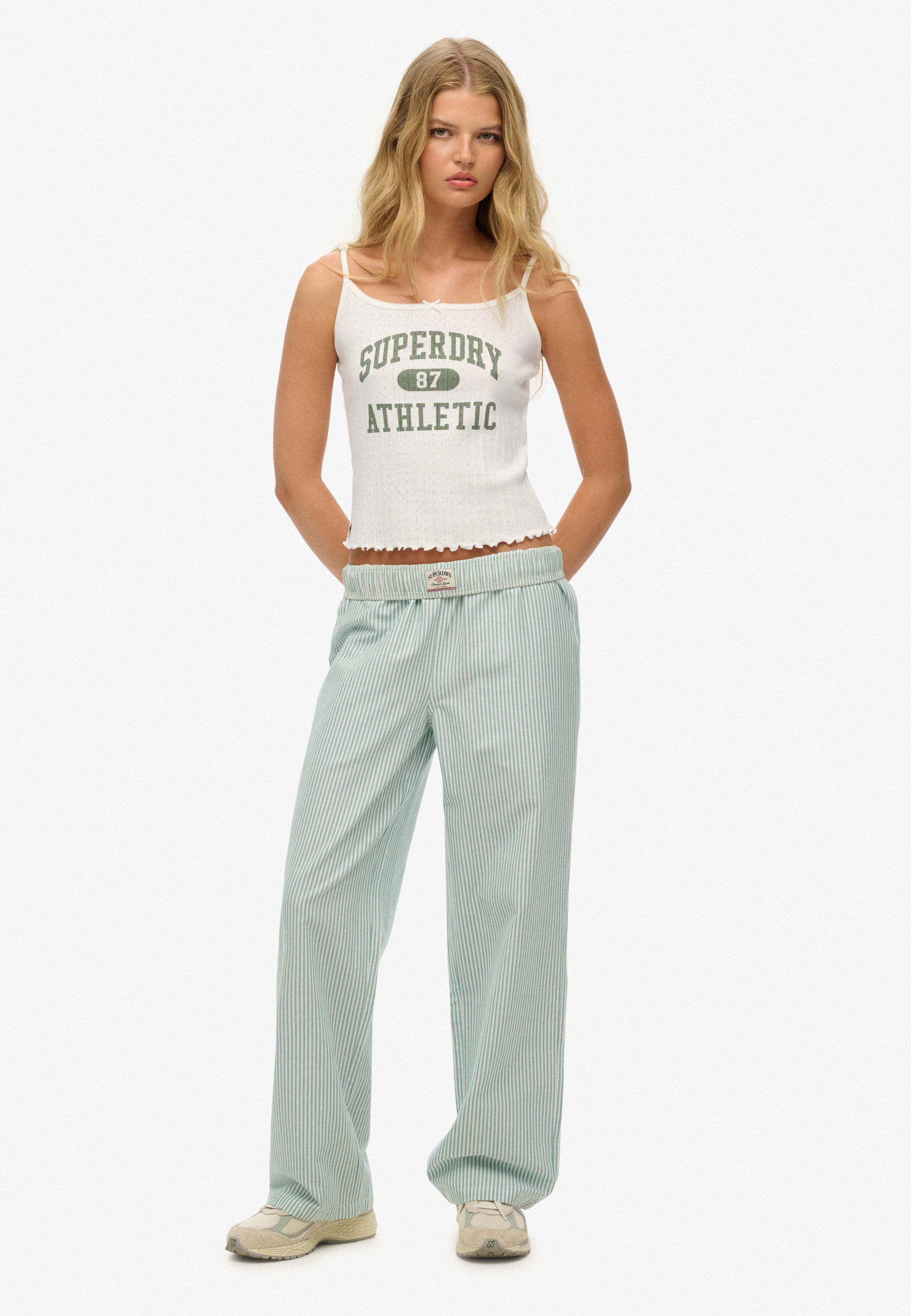 Organic Cotton Stripe Elasticated Trousers