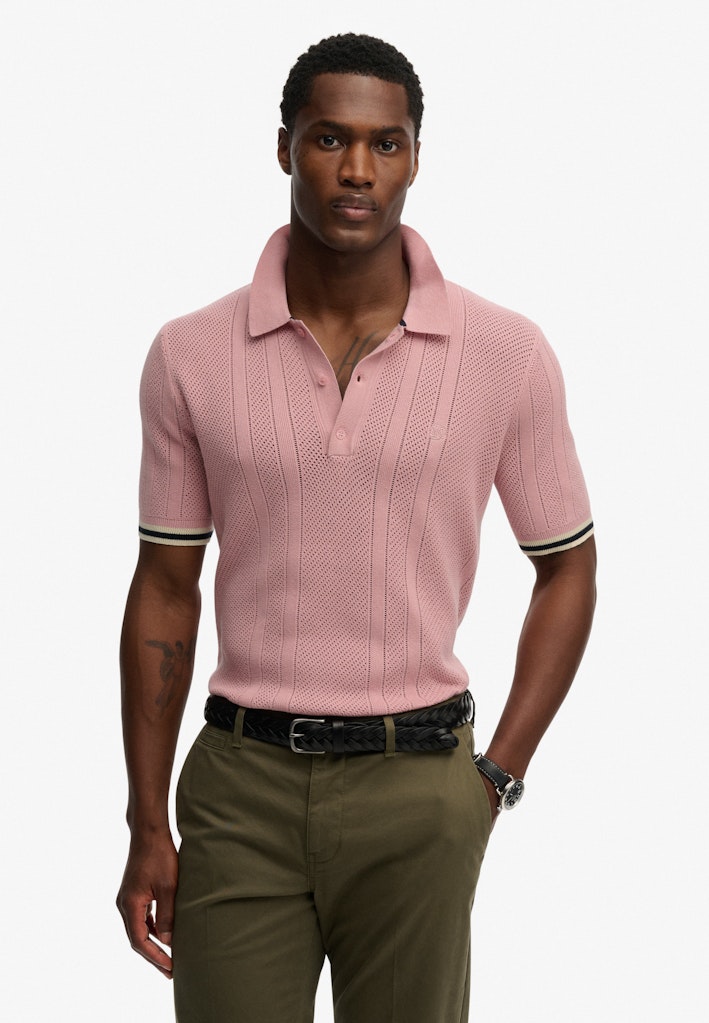 Knitted Texture Short Sleeve Polo Shirt