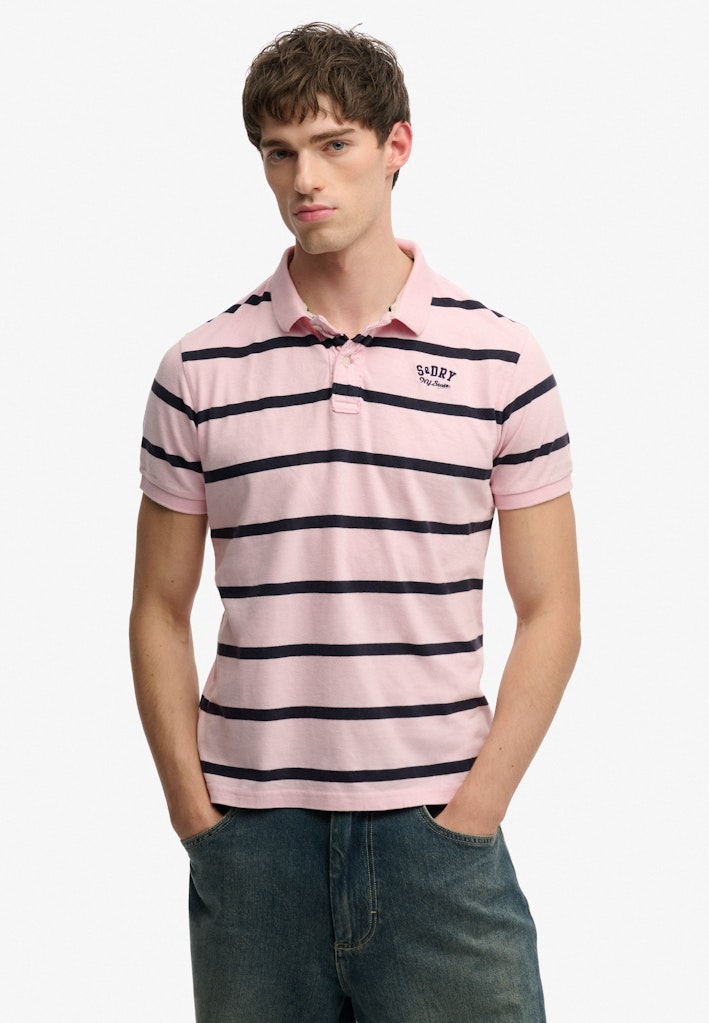 Vintage Stripe Jersey Polo Shirt