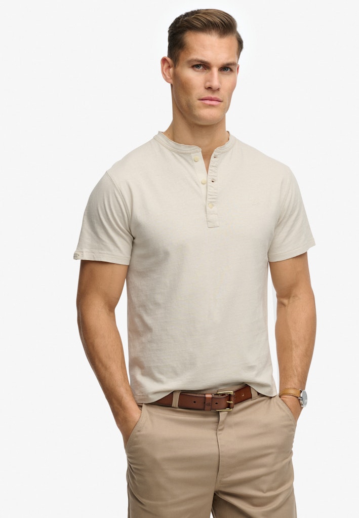 Classic Cotton Linen Short Sleeve Grandad T-shirt