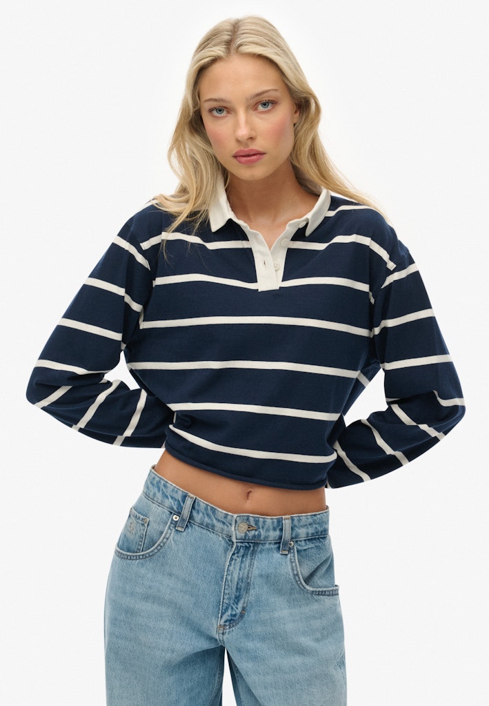 Athletic Essentials Cropped Stripe Rugby Top