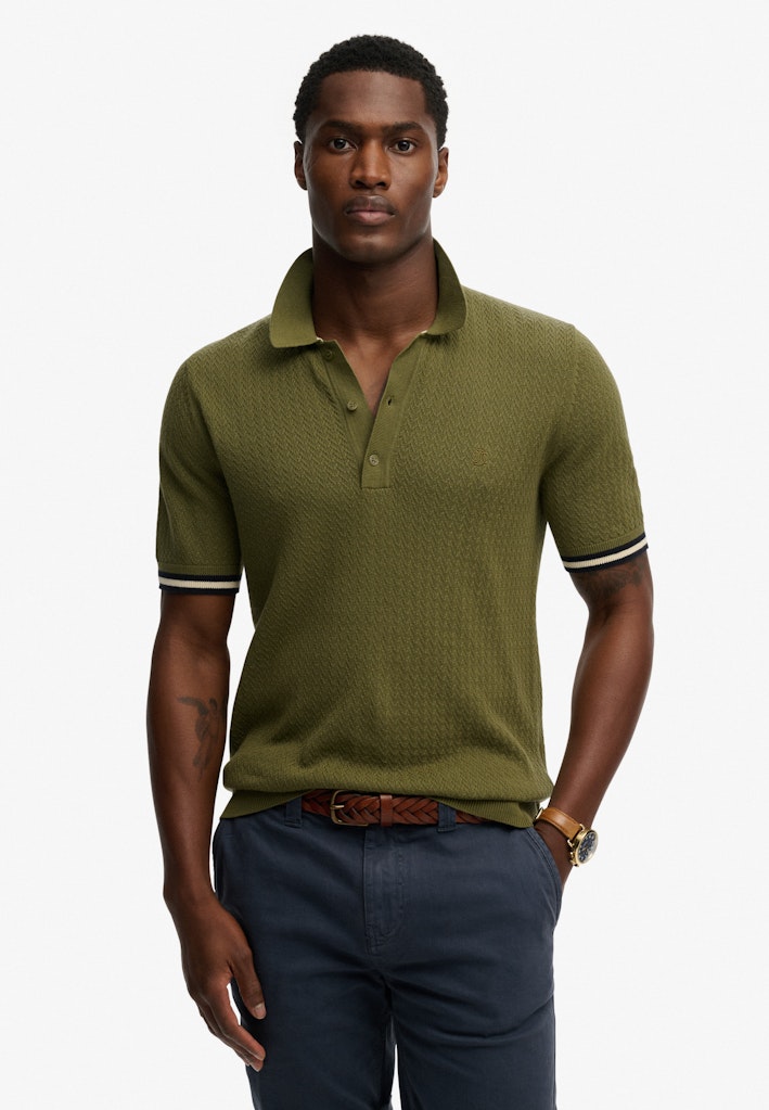 Knitted Texture Short Sleeve Polo Shirt