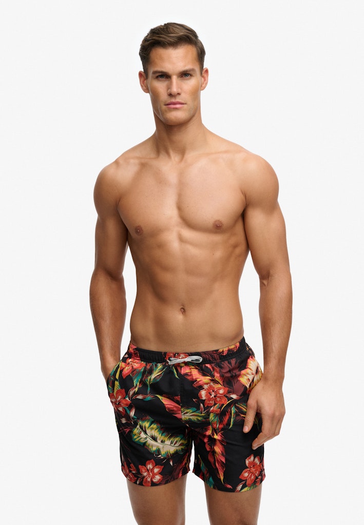 Hawaiian Print 16-inch Swim Shorts