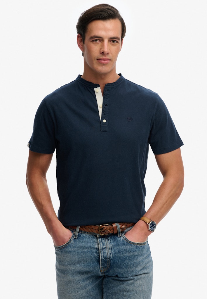 Classic Cotton Linen Short Sleeve Grandad T-shirt