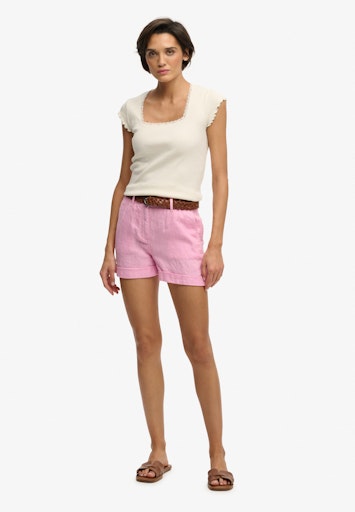 Mid Rise Linen Shorts